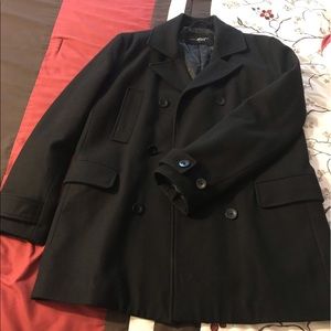 Black Rivet pea coat, size medium, black